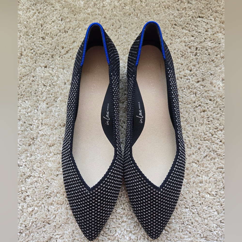 Rothys The High Point In Love Insole Heels Womens 8.5 Black Star Studded - Picture 7 of 10